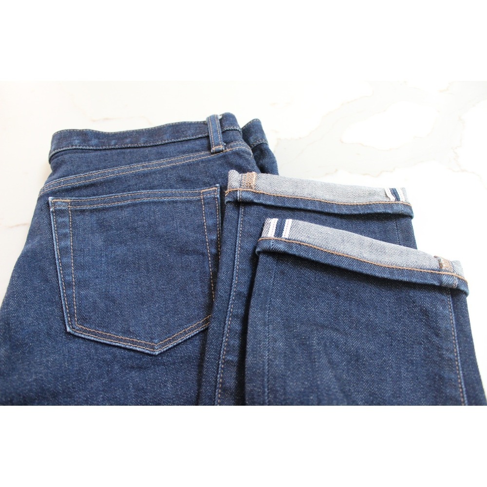 Uniqlo Selvedge Jeans Mens 32 Dark Indigo Slim Straight Red Line Denim - Picture 14 of 14